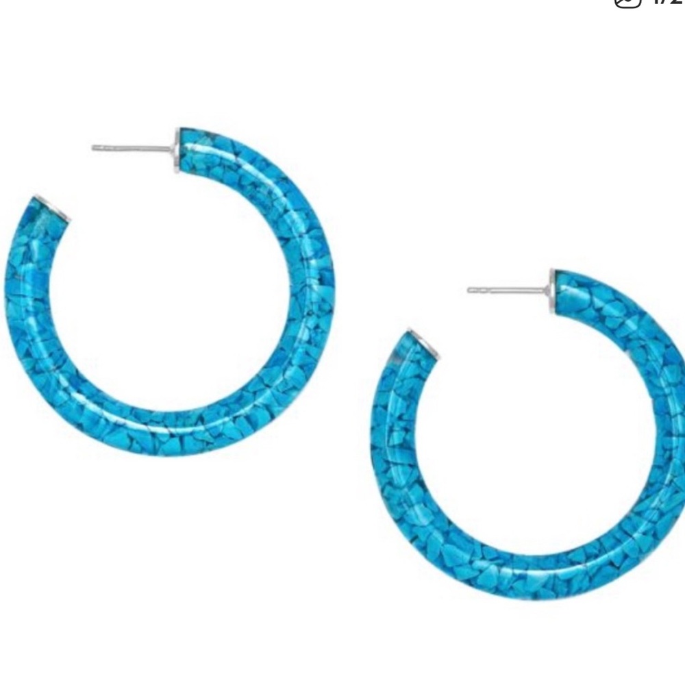 Kendra Scott Blue Mosaic Hoop Earrings